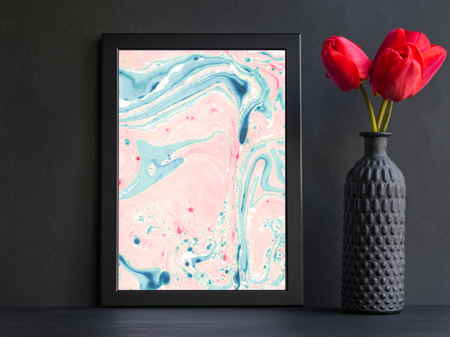 Pink and Blue Marble Print