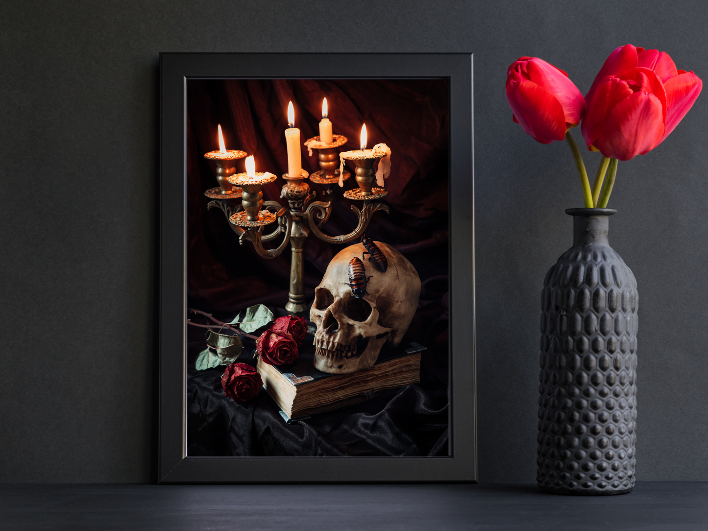 Skull and Candles Gothic Print