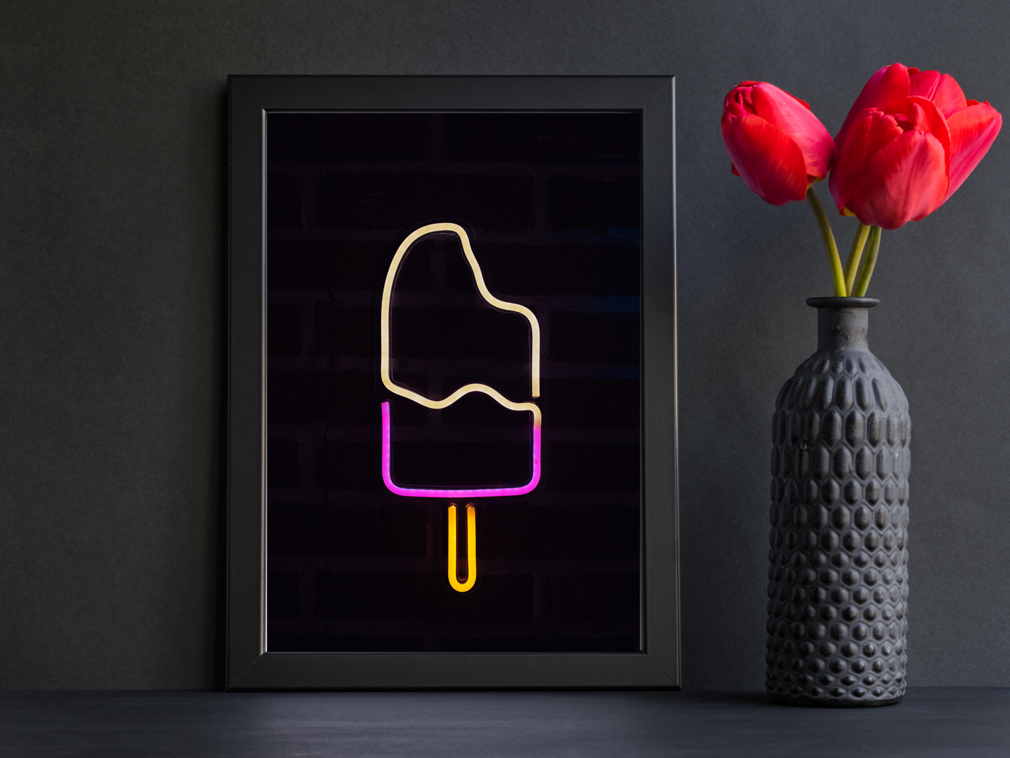 Ice Lolly Line Art Neon Print