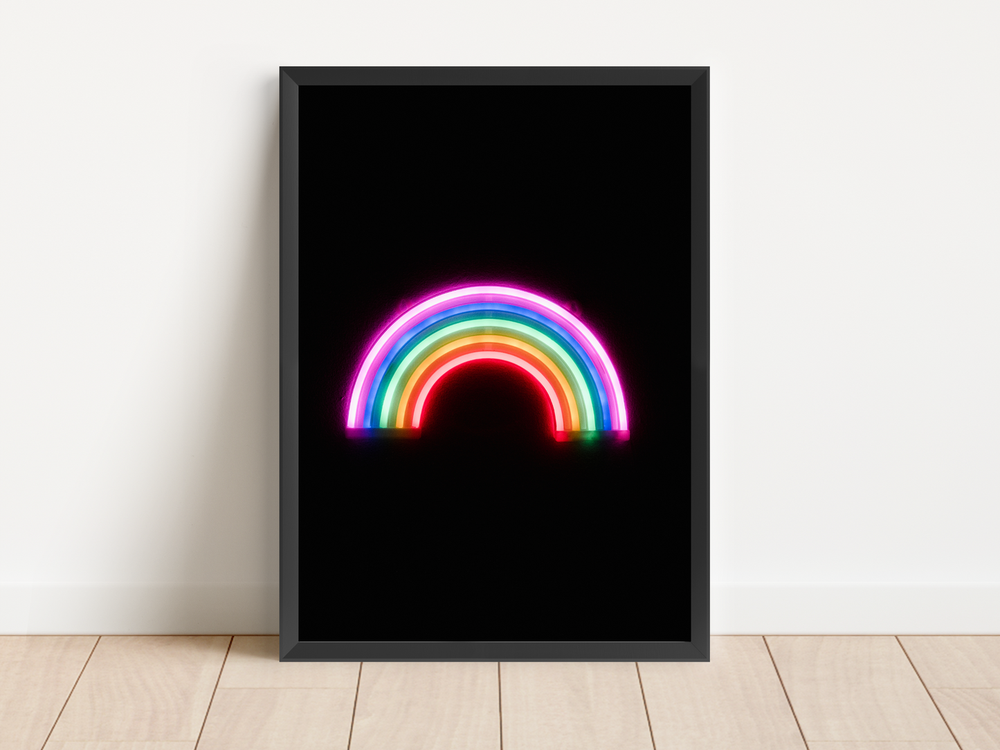 Rainbow Line Art Neon Print