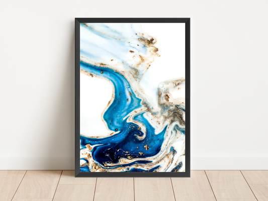 Blue and Gold Marble Print