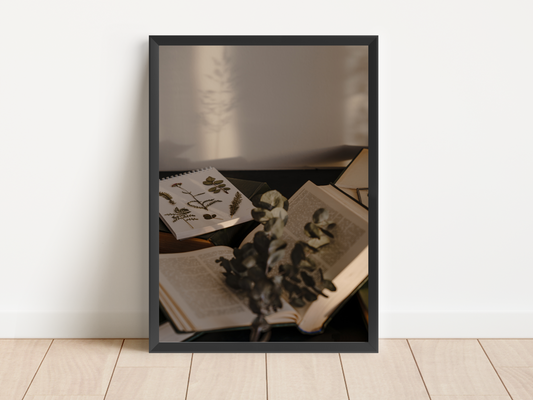 Books and Flowers Dark Academia Print