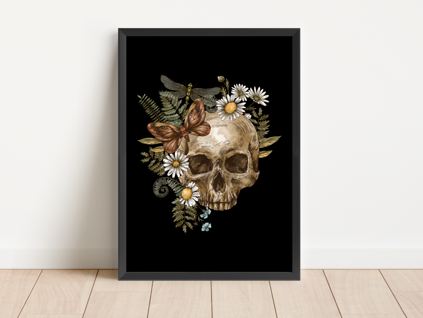 Skull and Flowers Gothic Print