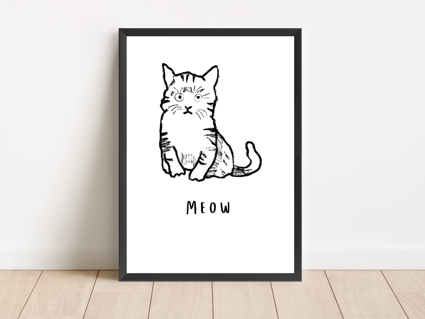 Meow Cat Line Drawing Print