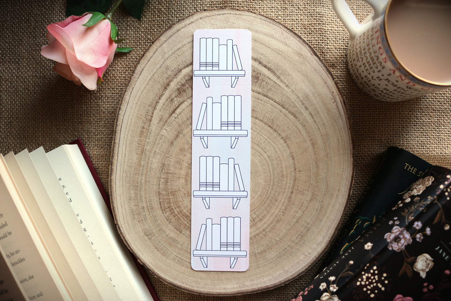 Bookshelf Booktracker Double Sided Bookmark