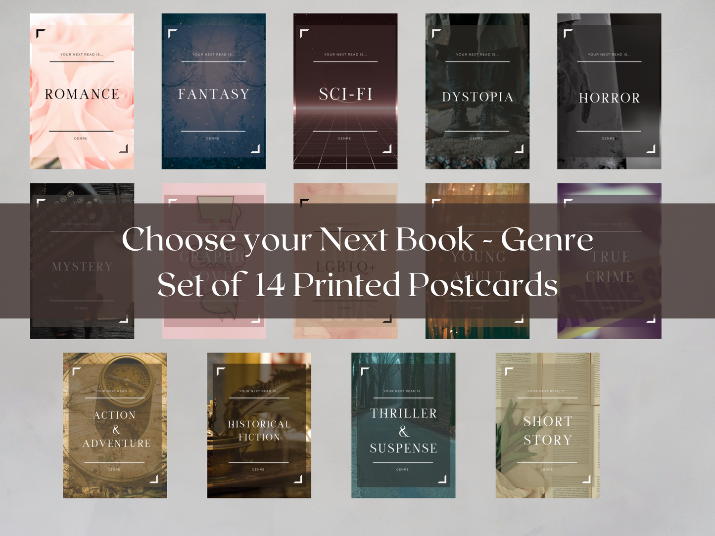 Choose Your Next Book - Genre Postcard Set of 14