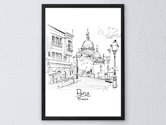 Paris Sacré-Cœur Line Drawing Print