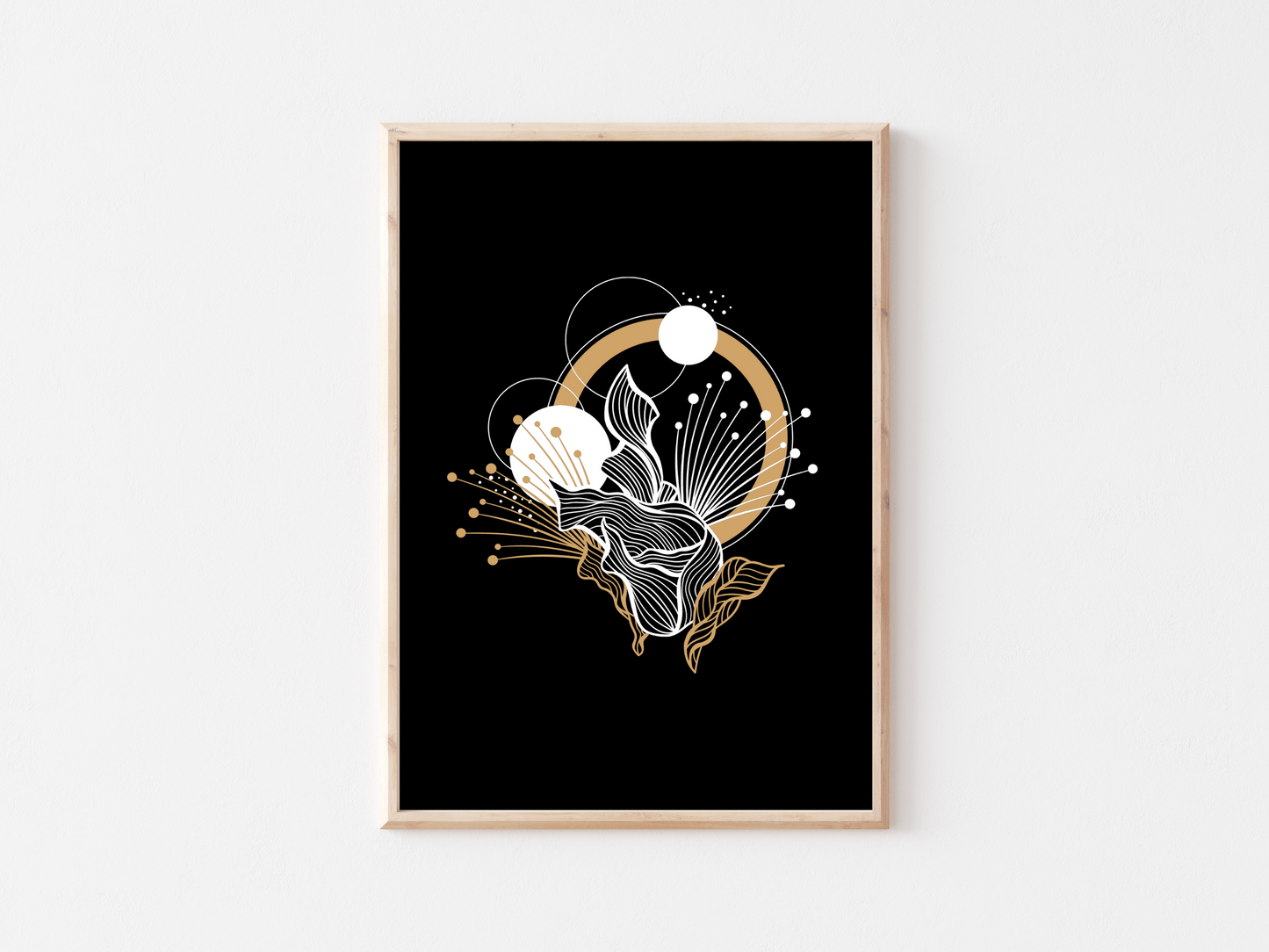 Celestial Boho Floral Minimalist Print