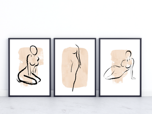 Abstract Line Art Set of 3 Prints