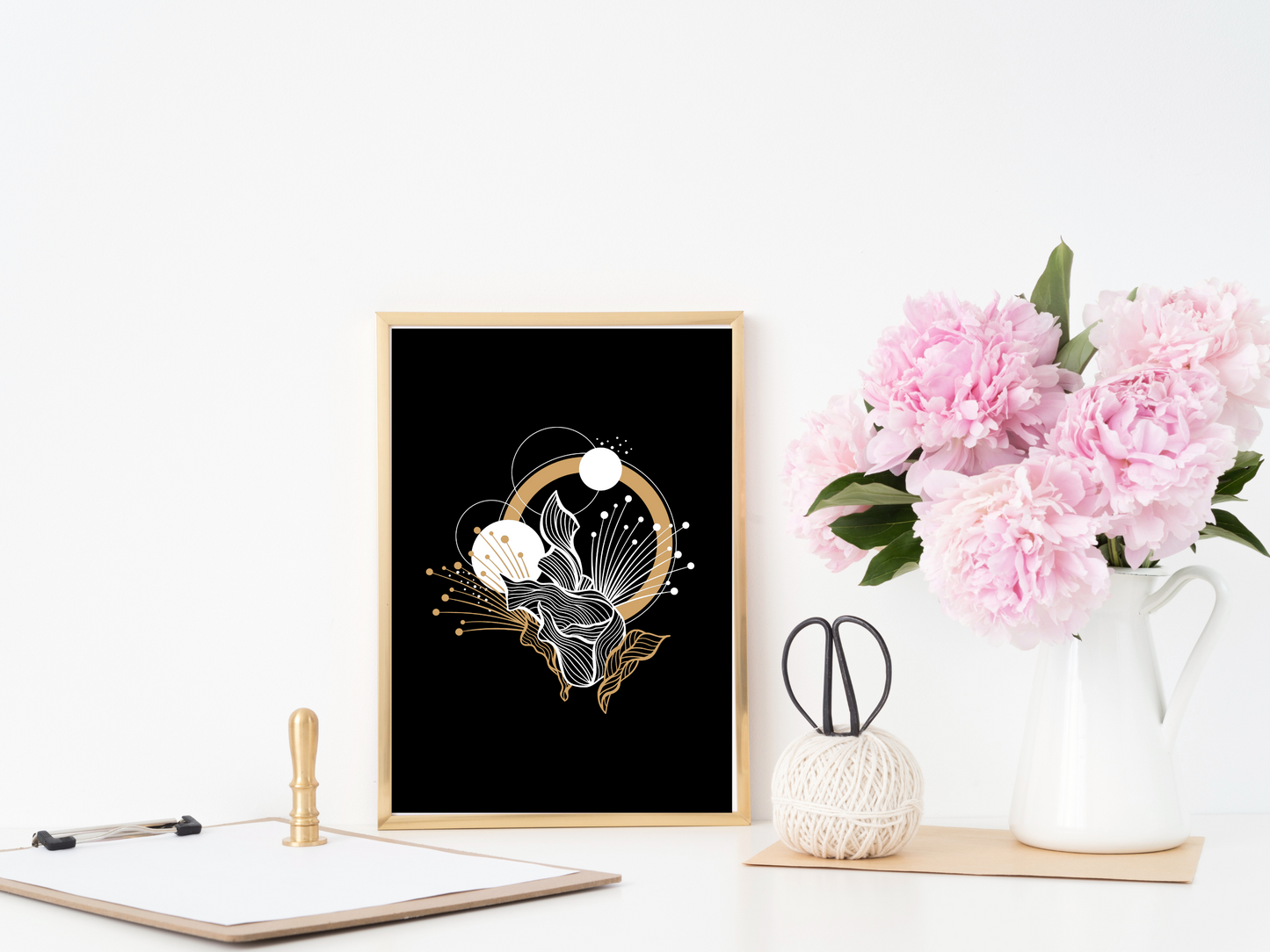 Celestial Boho Floral Minimalist Print