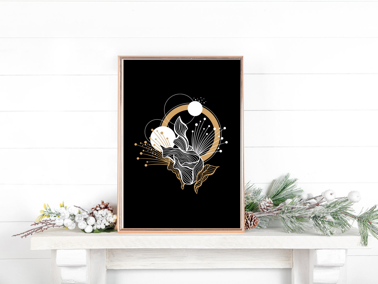 Celestial Boho Floral Minimalist Print