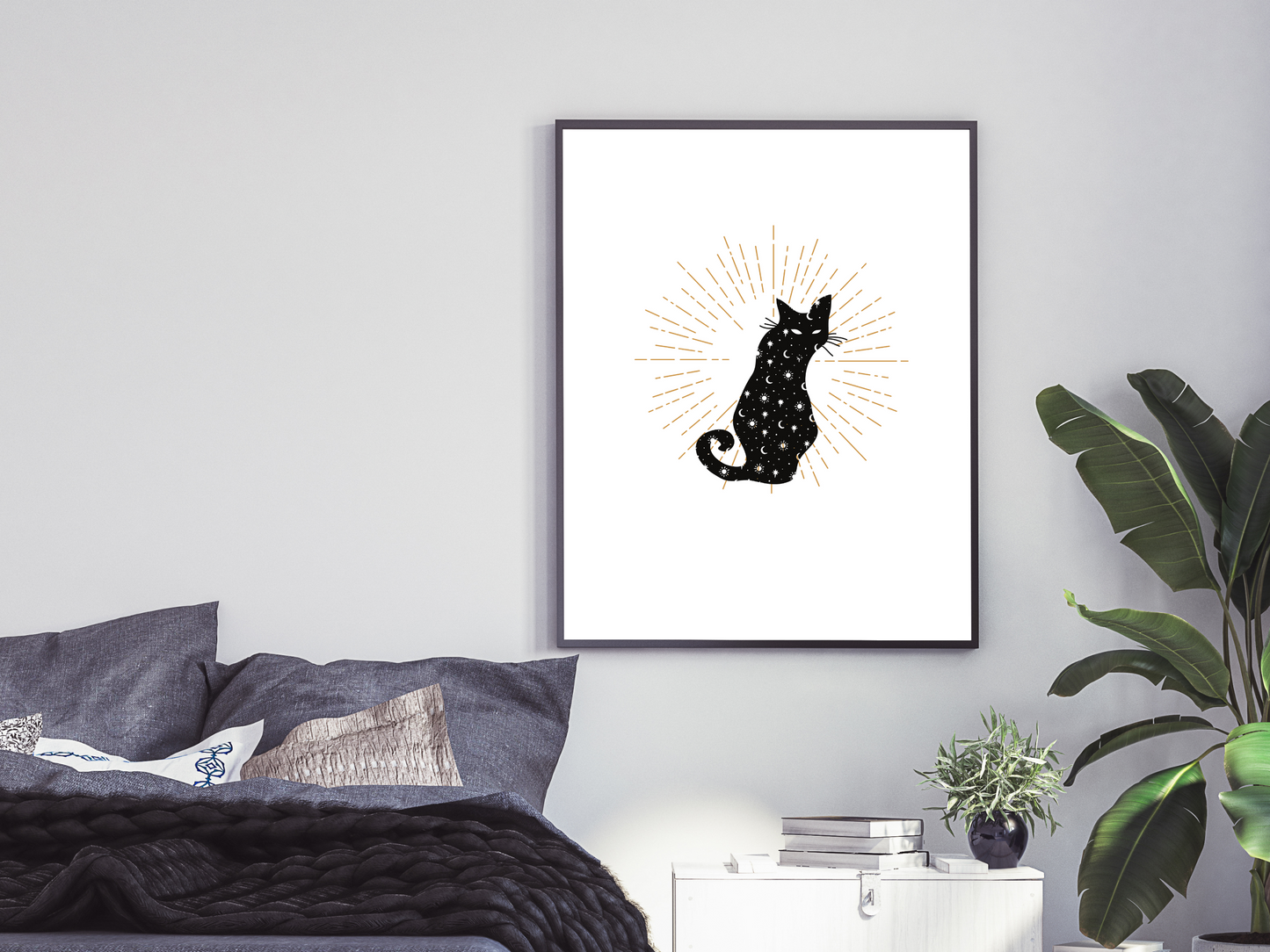 Cats and Stars Minimalist Print