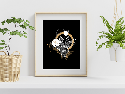 Celestial Boho Floral Minimalist Print