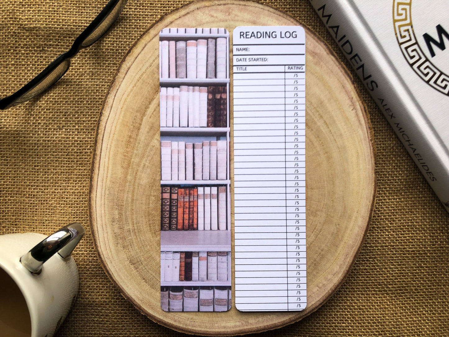 White Bookcase Reading Log Bookmark