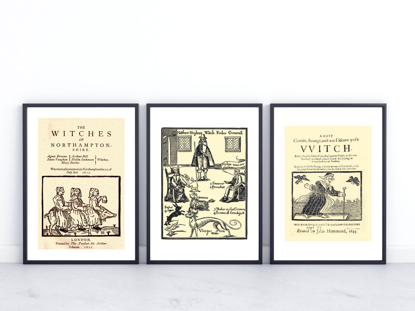 Witchcraft Pamphlet Reproduction Set of 3 Prints